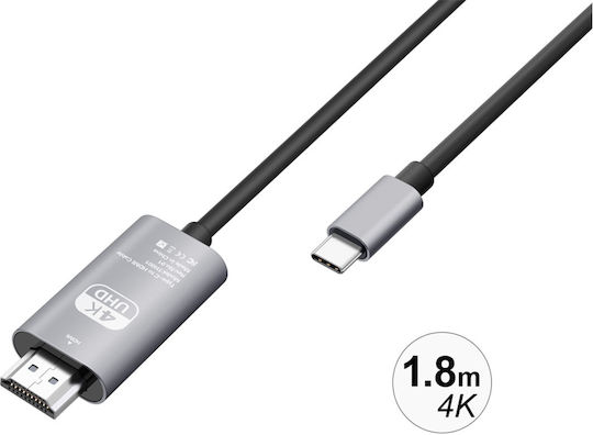 Avizar 4k 60hz High Resolution Hdmi To Usb-c Cable 1.8m Grey