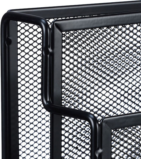Organizator De Birou Din Metal Cu 4 Compartimente Negru 26 X 45 X 18 Cm