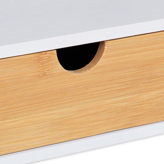 Office Organizer Support Drawer Mdf Bamboo White Brown 11 X 32 X 22 Cm
