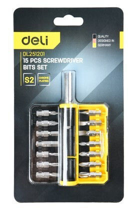 Deli Satz Schraubendreher-Bits Dl251201 Magnetische Adapter 15Stücke Dl251201