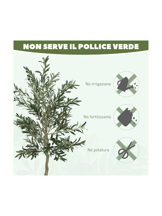 Homcom Artificial Olive Tree 180cm Height 900 Leaves & 40 Olives Pot Green 830-939v04gn