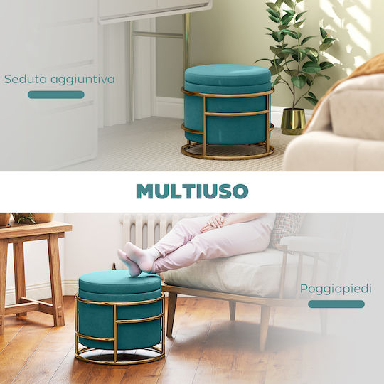 Stool For Living Room With Storage Space Upholstered with Velvet Green 42x42x39cm