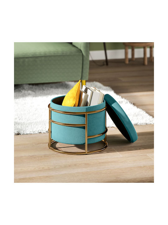 Stool For Living Room With Storage Space Upholstered with Velvet Green 42x42x39cm