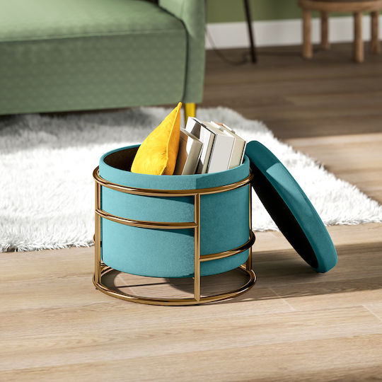 Stool For Living Room With Storage Space Upholstered with Velvet Green 42x42x39cm