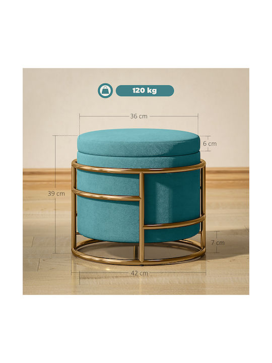 Stool For Living Room With Storage Space Upholstered with Velvet Green 42x42x39cm