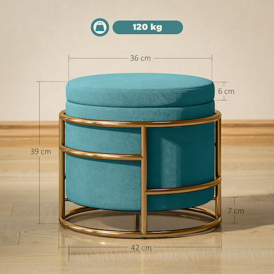 Stool For Living Room With Storage Space Upholstered with Velvet Green 42x42x39cm