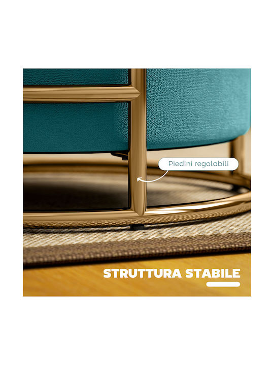 Stool For Living Room With Storage Space Upholstered with Velvet Green 42x42x39cm