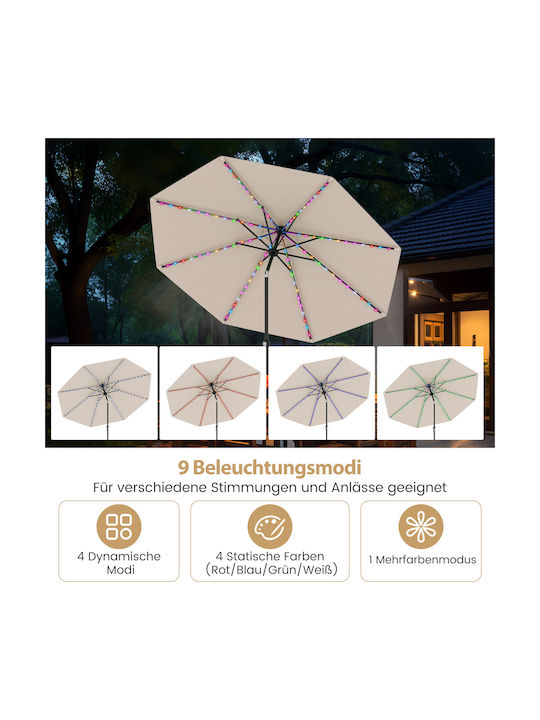 Garten & Terrassen Sonnenschirm Bodenständer Metall Beige mit LED-Beleuchtung 3x3m NP12388BE