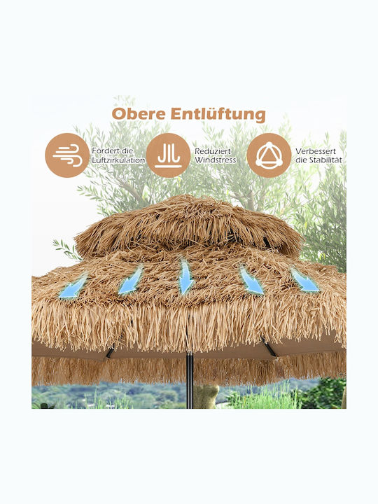 Professioneller Geflecht Garten- und Terrassen-Sonnenschirm Beige 2.7x2.7m