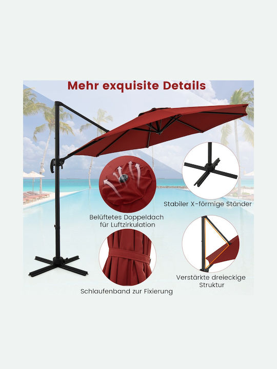 Garten & Terrassen Sonnenschirm Bodenständer Aluminium Rot mit Ständer 2.47x2.47m NP11552RD