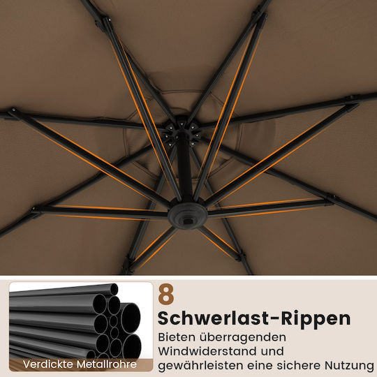 Umbrella Floor Aluminum Brown with Base 2.47x2.47m NP11552CF