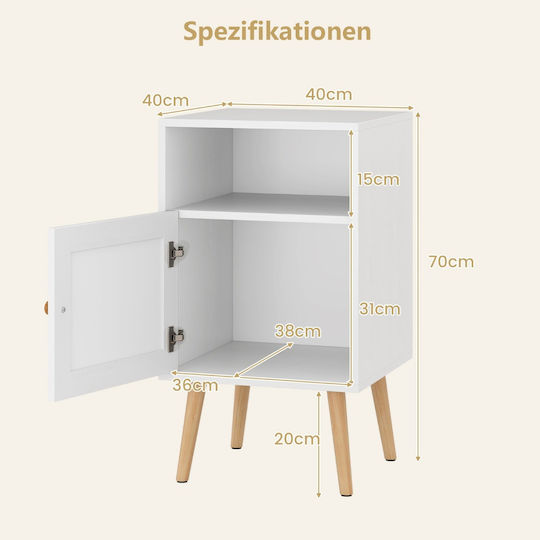 Nachttische Weiß 2Stück 40x39x70cm