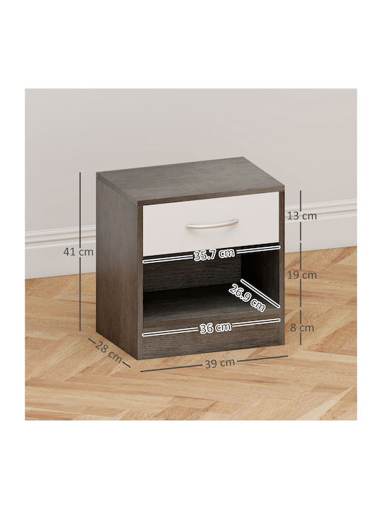 White Wooden Bedside Tables 2 Pieces 39x28x41cm