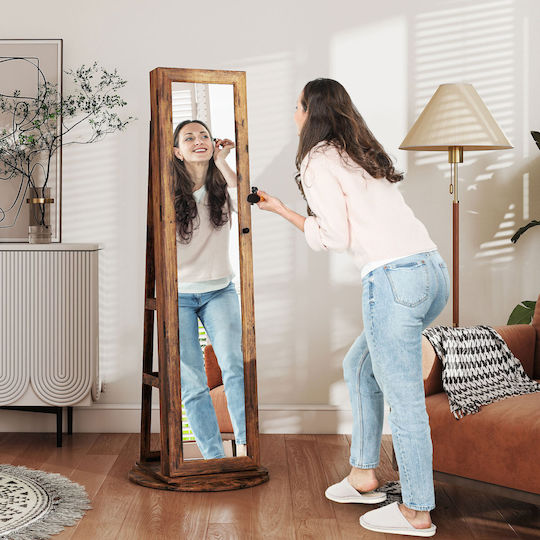 HomCom Oglindă De Podea Cu Cadru Din Lemn Maro 161x55cm