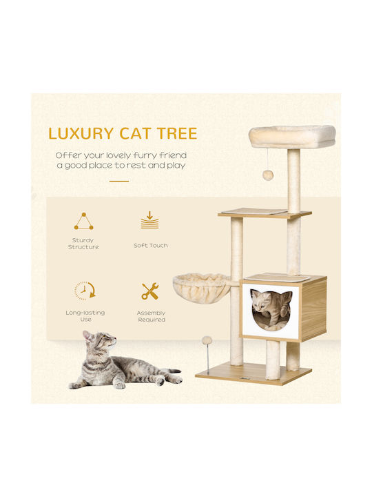 Pawhut Tree Scratching Post Beige 30x30x13cm