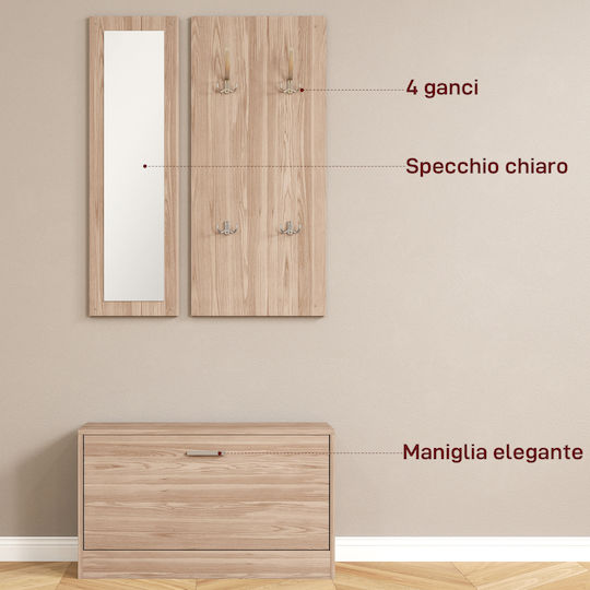 Entry Furniture with Mirror & Hanger Dark Brown 80x27x46.5cm