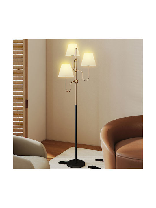 HomCom Floor Lamp H165cm. with Socket for Bulb E27 Gold