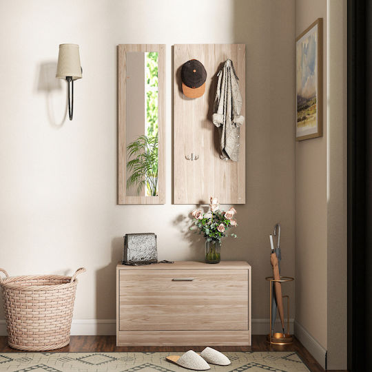 Entry Furniture with Mirror & Hanger Dark Brown 80x27x46.5cm