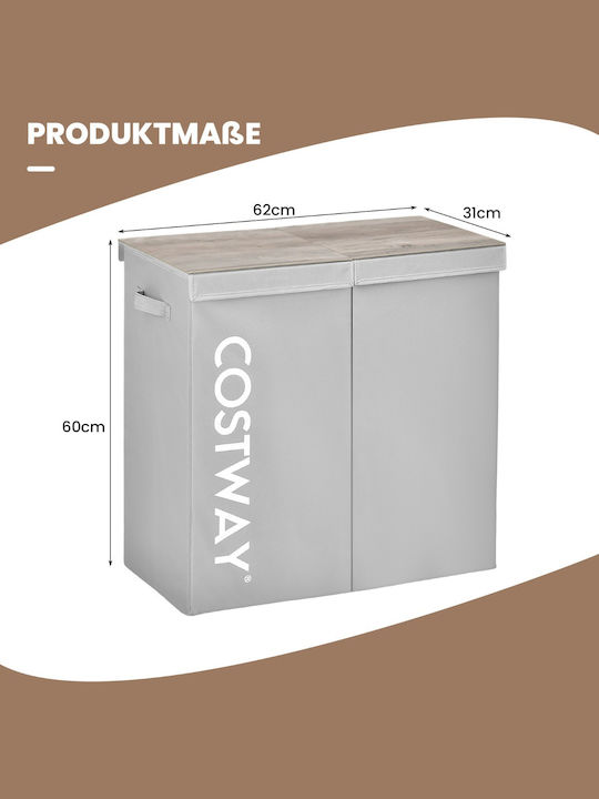 Costway Καλάθι Απλύτων Υφασμάτινο 115lt με Καπάκι 62x31x60cm Γκρι