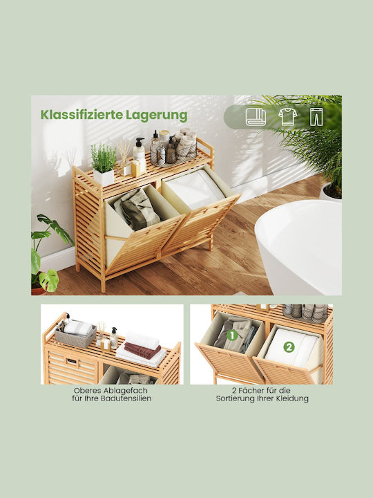 Costway Καλάθι Απλύτων Bamboo Πτυσσόμενο 80x30x72cm Λευκό