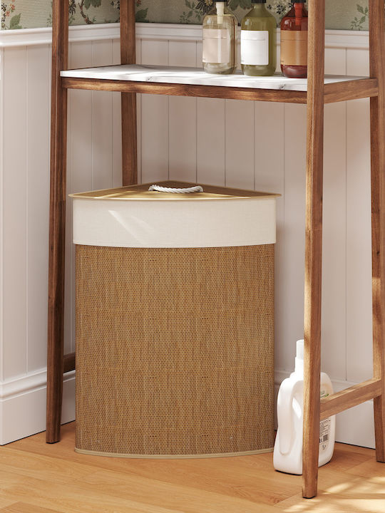 HomCom Καλάθι Απλύτων Bamboo με Καπάκι 35x35x60cm Καφέ