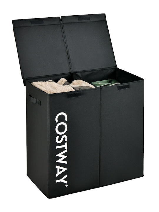 Costway Καλάθι Απλύτων Υφασμάτινο 115lt με Καπάκι 62x31x60cm Μαύρο
