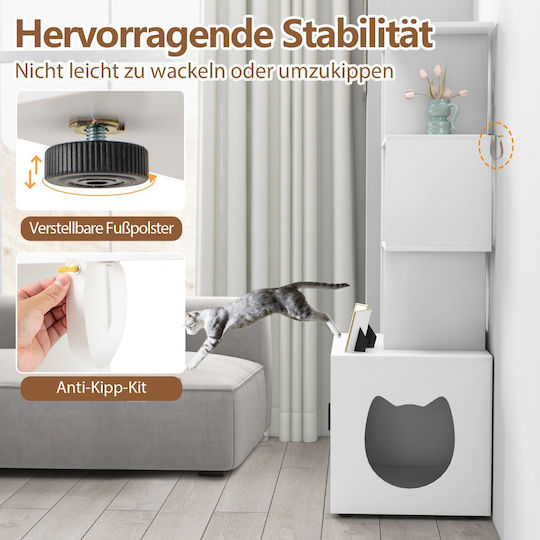 Costway White Wardrobe Shelves & Cat Litter Space 60 X 45.5 X 142 cm Pv10166wh