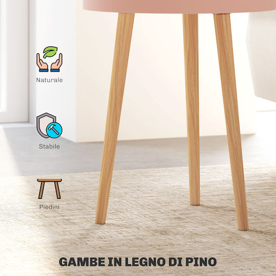 Round Side Table Made of Solid Wood Multicolour 2 Pieces M60xL40xH45cm