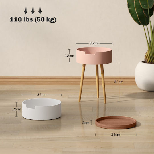 Round Side Table Made of Solid Wood Multicolour 2 Pieces M60xL40xH45cm