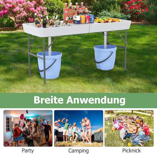 Costway Picknicktisch Metallisch Klappbar Weiß