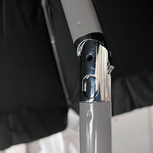 Maui & Sons Black Out Folding Aluminum Beach Umbrella Diameter 2m with UV Protection and Air Duct Black