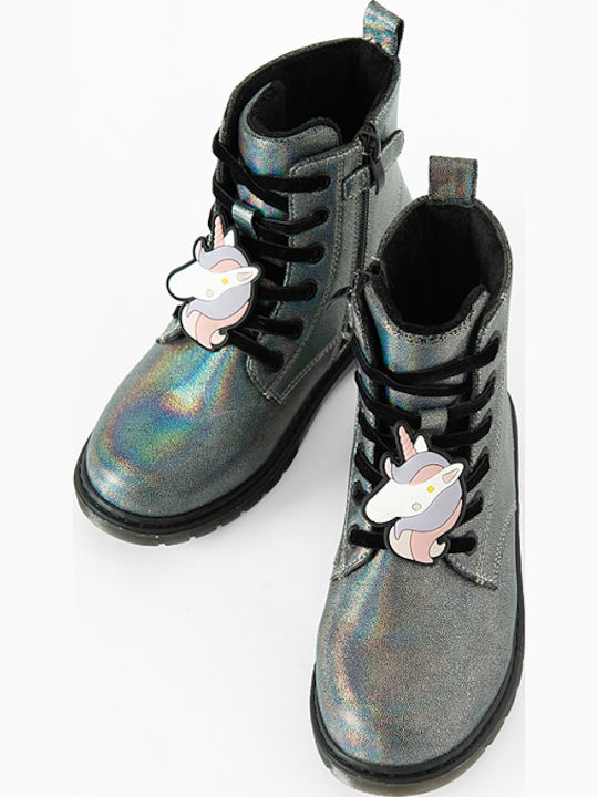 Kinderstiefel mit Reissverschluss Silber