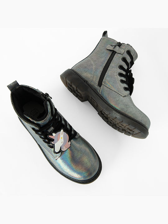Kinderstiefel mit Reissverschluss Silber