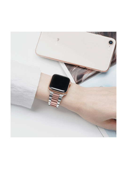 Curea Apple Watch 41mm 40mm 38mm Oțel Inele Argintiu Roz