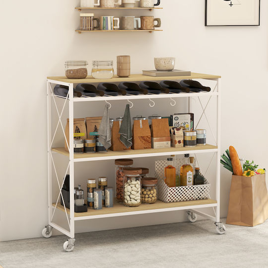 HomCom Metallisches Küchengestell Mit 3 Ebenen Braune 96.5x38x96.7cm