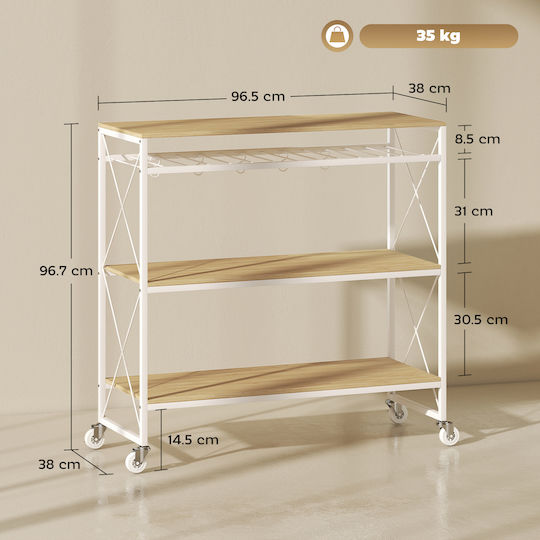 HomCom Metallisches Küchengestell Mit 3 Ebenen Braune 96.5x38x96.7cm