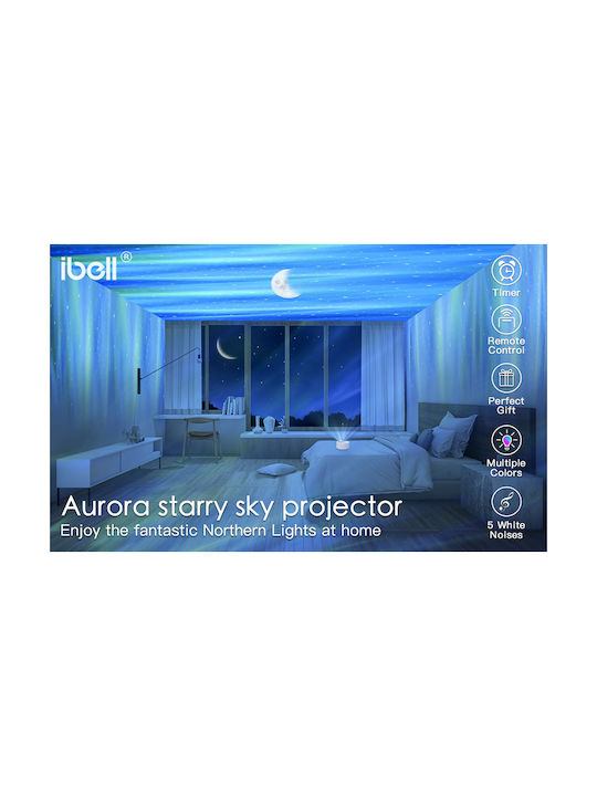 Led Kids Projector Lamp Ibell with Star Projection White