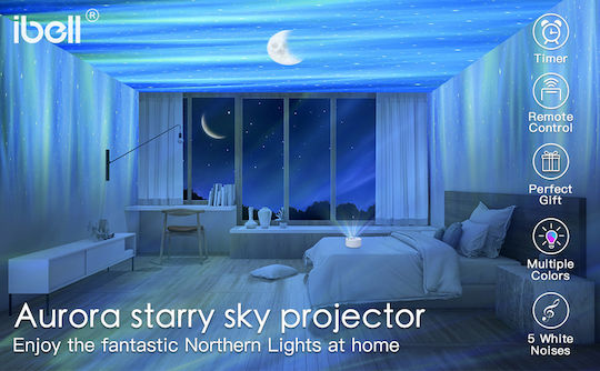 Led Παιδικό Φωτιστικό Projector Αφής Ibell με Προβολή Αστεριών Λευκό