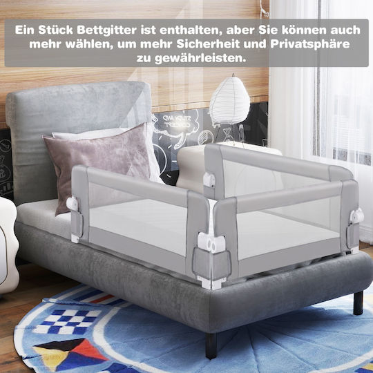 Costway Foldable Bed Rails made of Fabric in Gray Color 105x42cm 1pcs