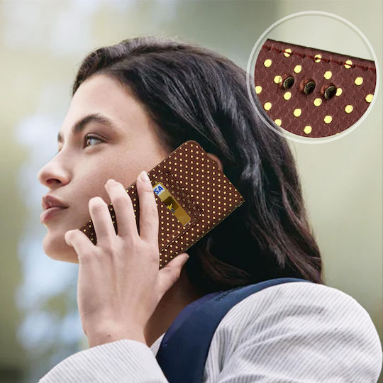 Universelle Flip Cover Brieftasche Hülle + Spiegel 5.0' 5.3' Smartphones – Braune