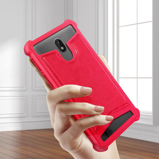 Universal Faux-leather Shock Absorbing Case 5.3" 5.5" Smartphones – Fuchsia