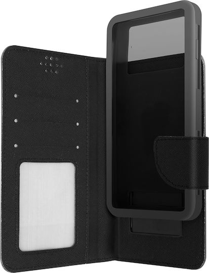 Husă Universală Fancy Style Tip Portofel Pentru Telefoane Dimensiuni 139 X 71 Mm – Neagră