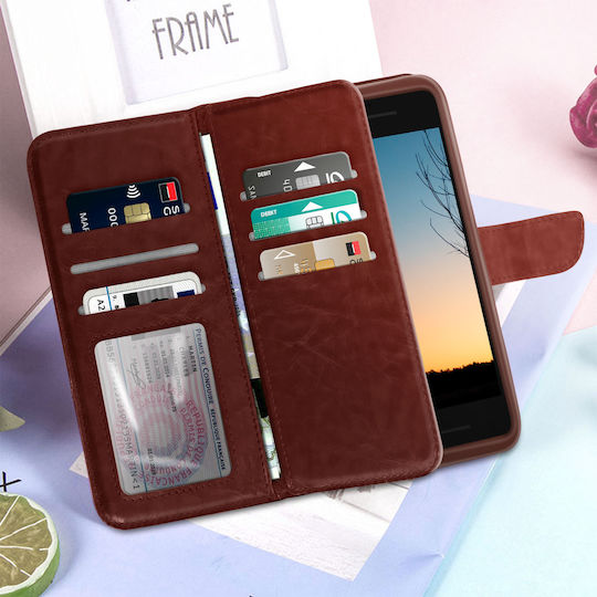 Universelle Smartphone Brieftasche Hülle Mit 6 Kartenfächern Größe M – Braune