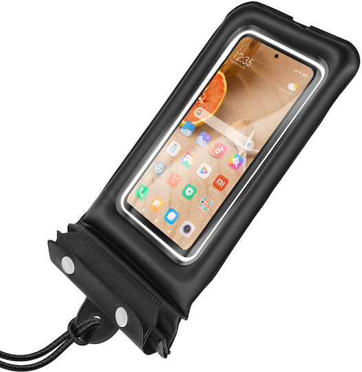 Avizar Waterproof Case Phone Up To 6.8 Inches Touch Adjustable Cord Black