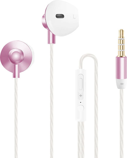 Akashi 3.5 Mm Кабелни Handsfree Слушалки с Вграден Микрофон Розови