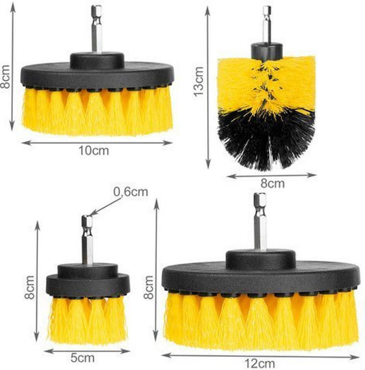 Set 4 Cleaning Brushes Adapter Cordless Drill Medium Stiffness Durable Material Perfectly Cleans Tiles Sinks Shower Cabins Toilets