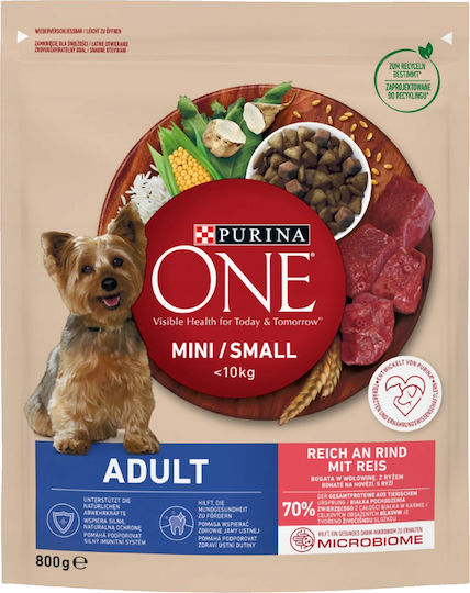 Purina One One Nassfutter Hunde in Beutel mit Rindfleisch und Reis 800gr