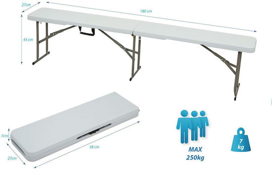 Saska Garden Table Steel for Camping Foldable in Case 183xx43cm Gray