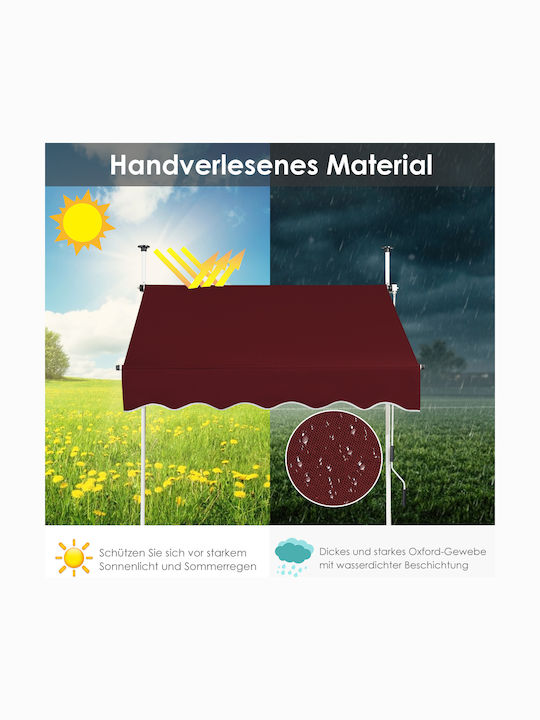 Costway Terrace Wall Tent with LED Light Red 1.5x2cm