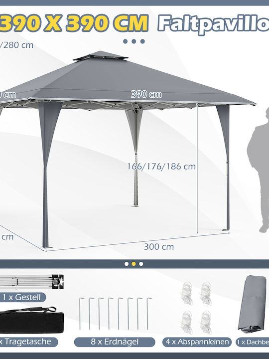 Costway Garden Freestanding Gazebo Gray 3.95x3.95cm